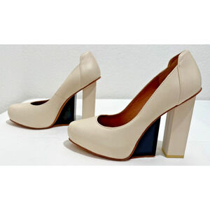 & OTHER STORIES Cream Leather Artsy High Pumps Split Platform Shoes 38 Euro 8 US